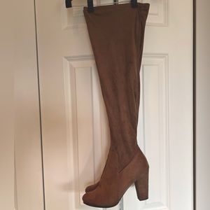 Wild Diva Lounge Brown Thigh Boots 6.5